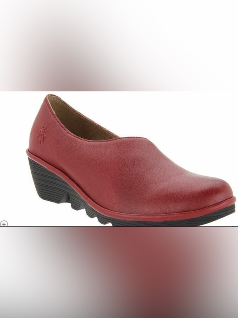 Fly London Leather Low Wedges Peso Rio Red